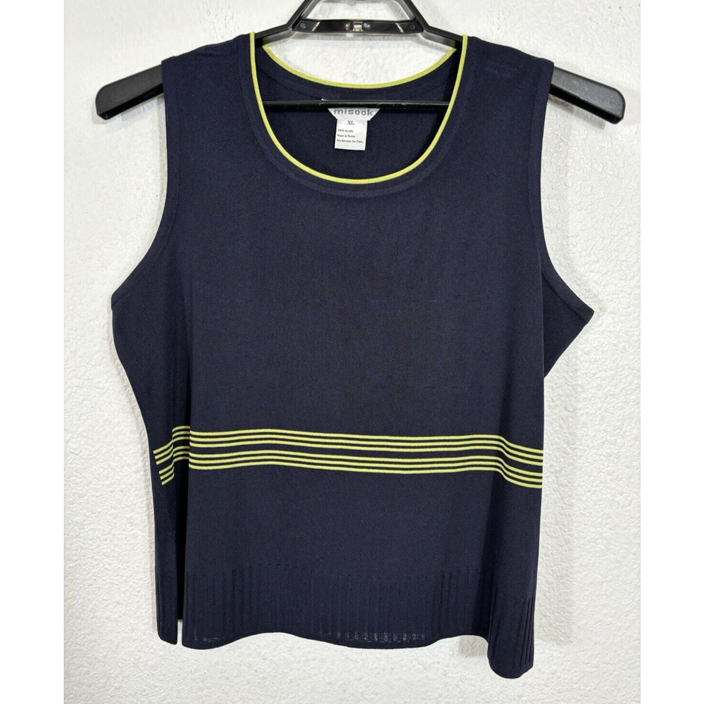 Exclusively Misook Top Women’s Size XL Navy Blue Sleeveless Acrylic Knit